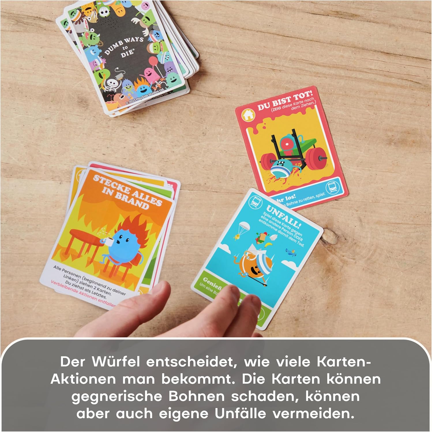Detalle 2 de Dumb Ways to Die – rasant-gemeines Kartenspiel (deutsche Ausgabe) von Spin Master Games