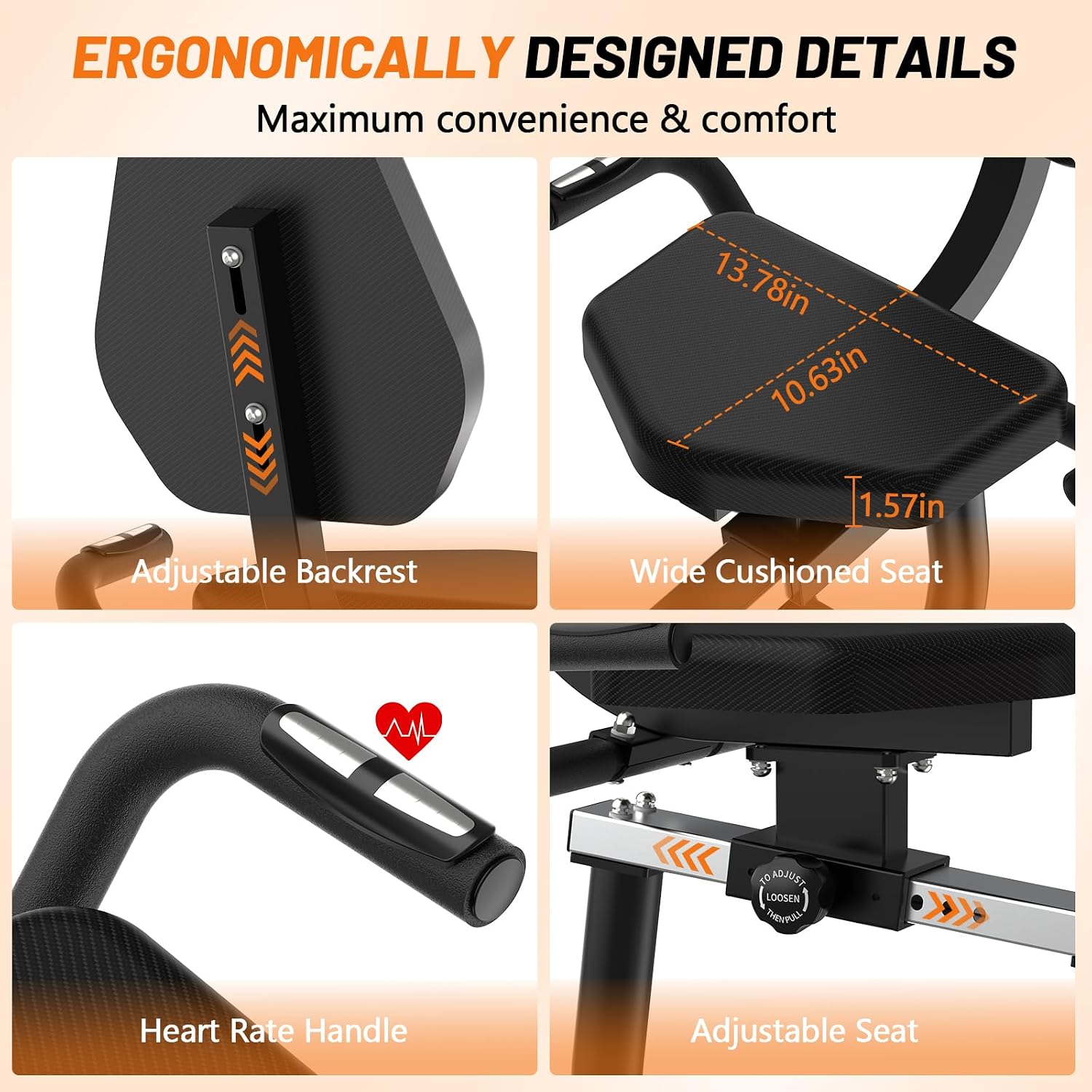 Thumbnail 6 de CHAOKE Recumbent Exercise Bike, 16-Level Magnetic Resistance, App Compatible