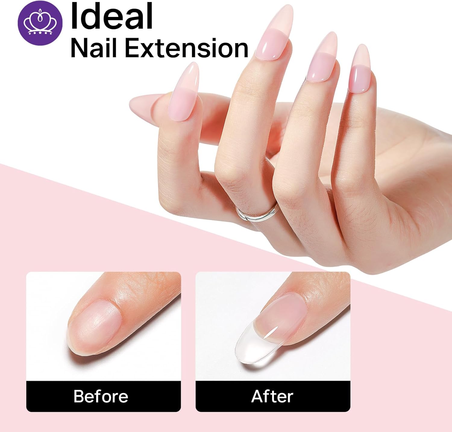 Detalle de Gel à Ongles Sculpture 3D MIZHSE – Kit 2 pièces (15 g) transparent, poudre chromée miroir et colle à strass