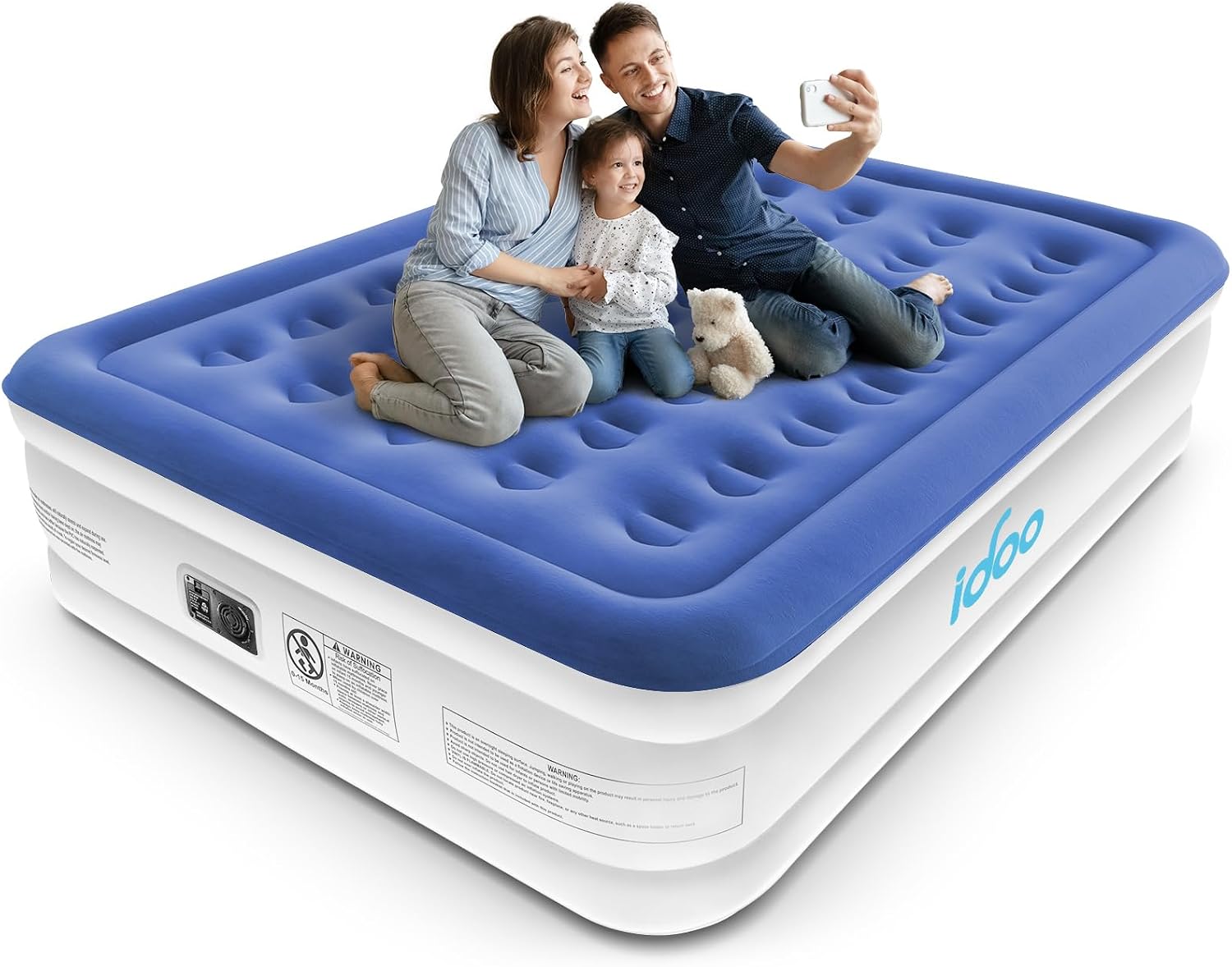 Detalle de iDOO R-M002-BU-1 Queen Air Mattress with Built-In Pump, 46 cm Height