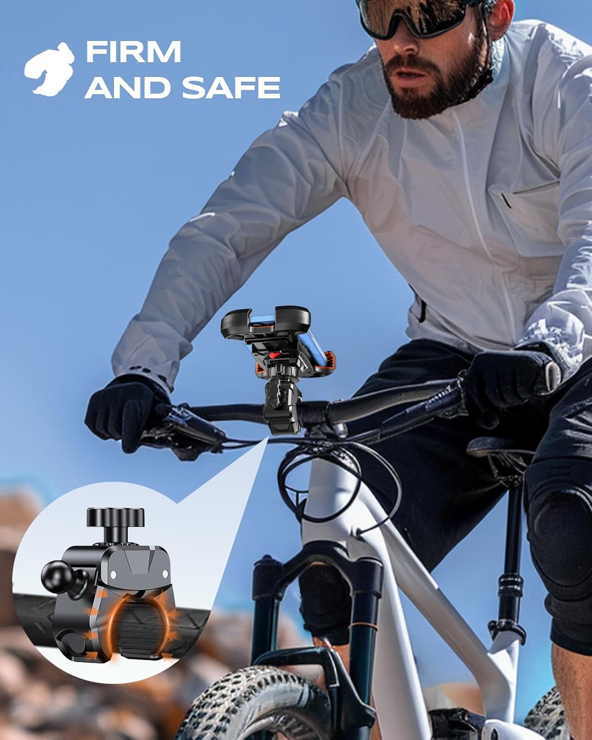 Detalle de CIRYCASE Bike Phone Holder with Heavy-Duty Clamp: Secure, versatile mount for 4.7"–6.8" phones