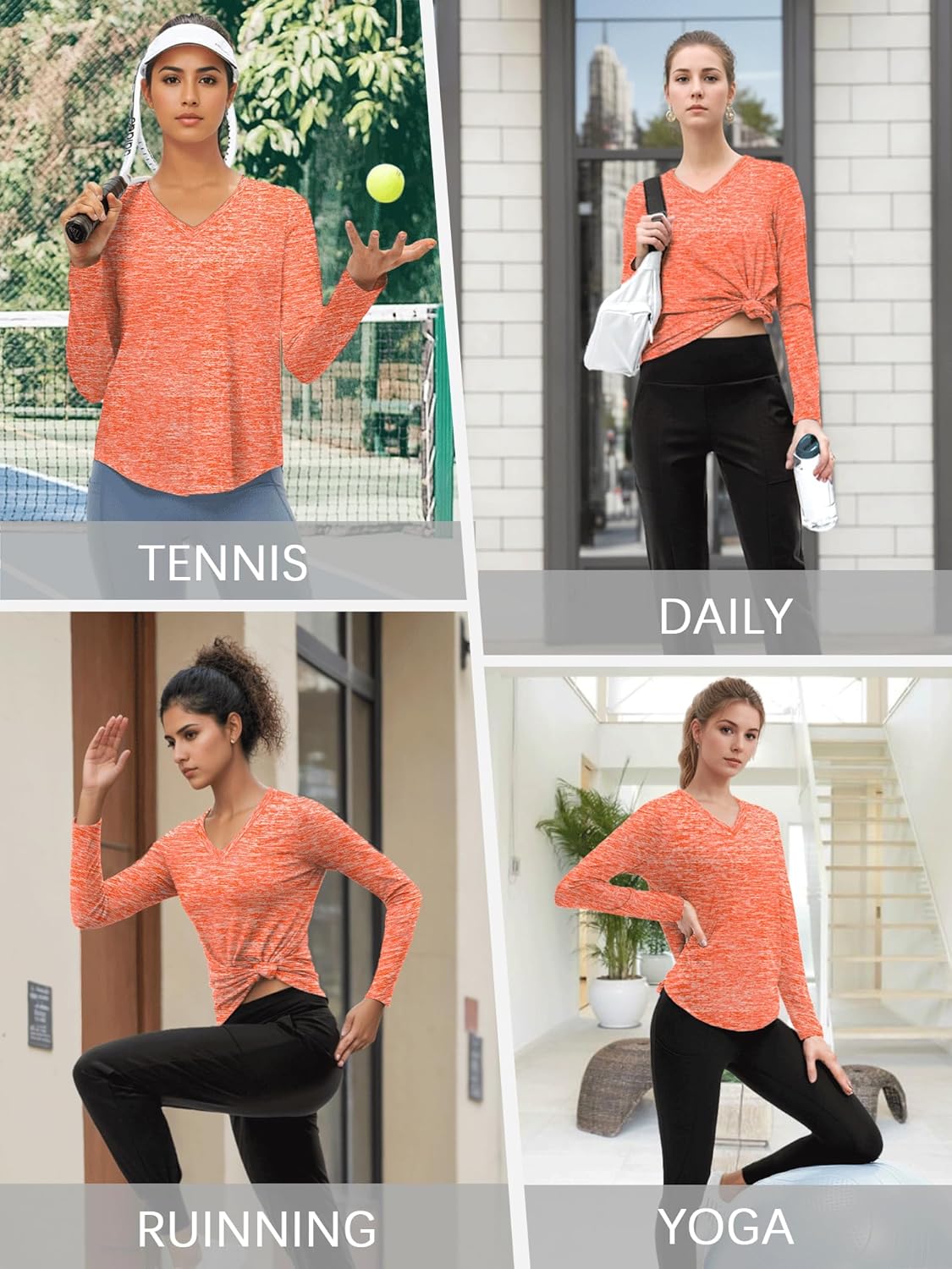 Thumbnail 1 de Sportshirt Damen Langarm mit V-Ausschnitt UPF 50+ - Flauschiges Innenfutter, atmungsaktiv, 4-Wege-Stretch