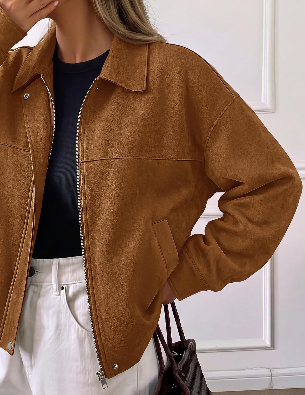 Thumbnail 6 de PRETTYGARDEN Faux Suede Cropped Jacket