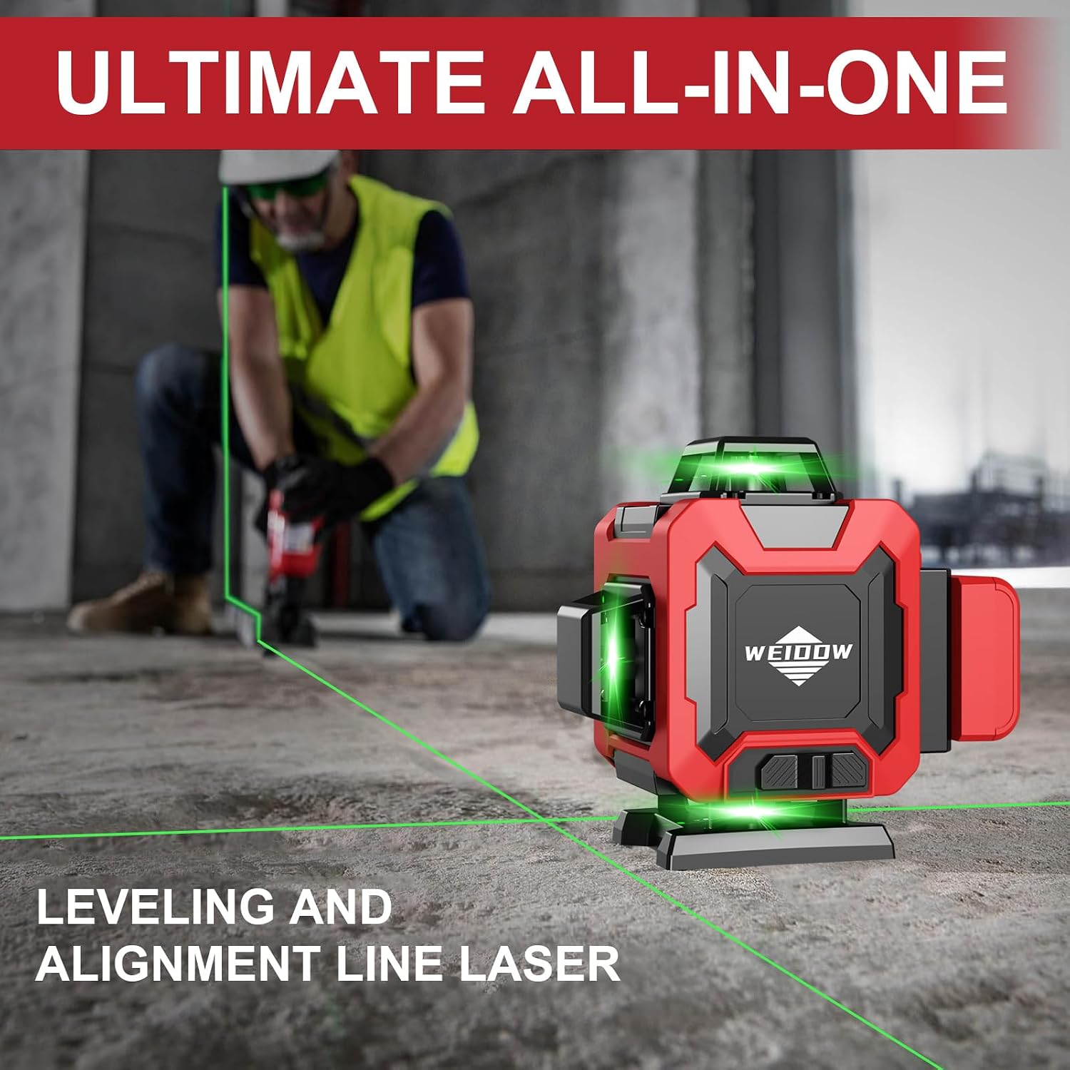 Thumbnail 2 de WEIDDW 1 4x360° Green Laser Level with Self-Leveling and Tripod