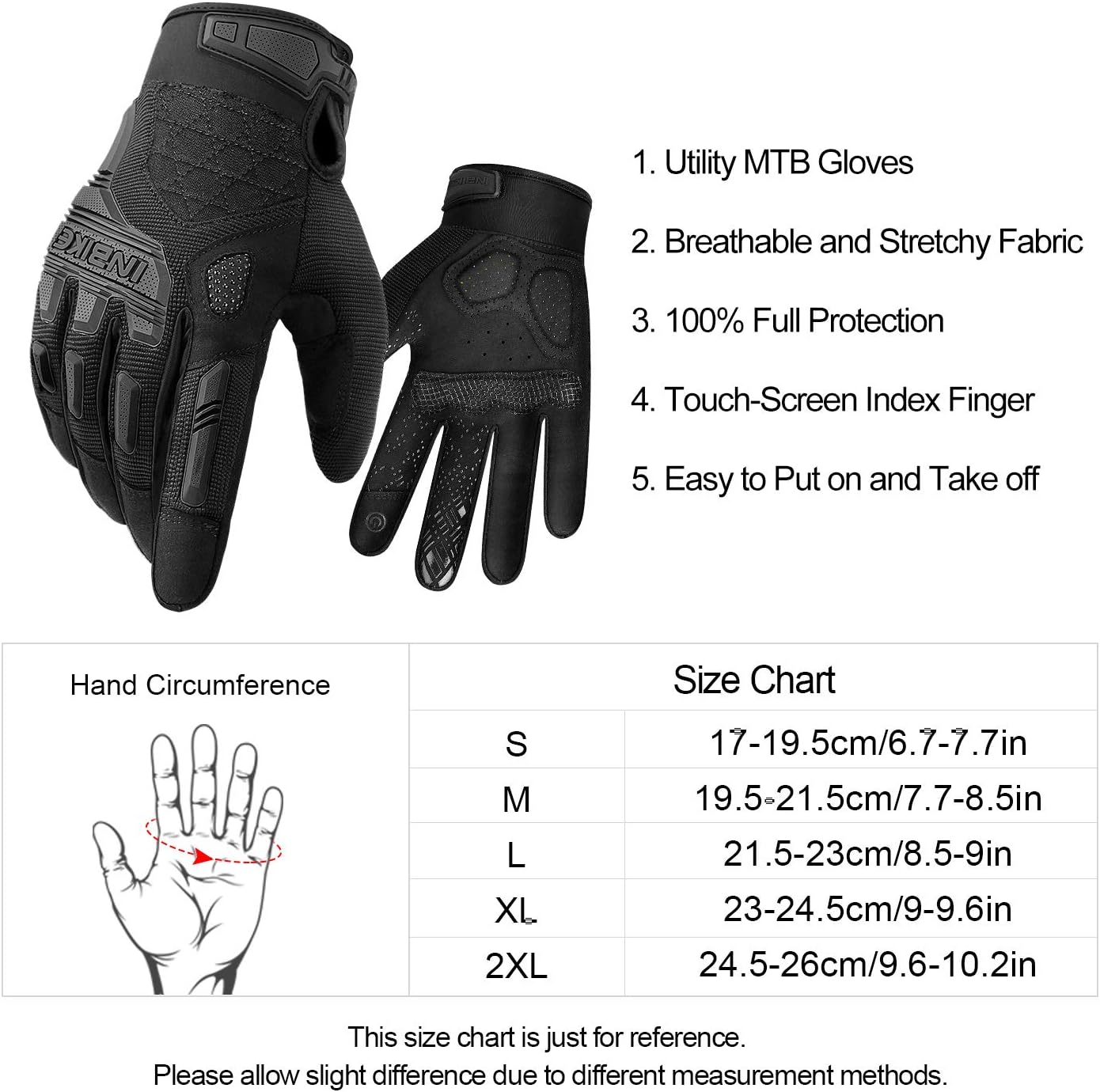 Detalle 2 de INBIKE MTB Gloves, Large Cycling Gloves with EVA Padding and TPR Guards