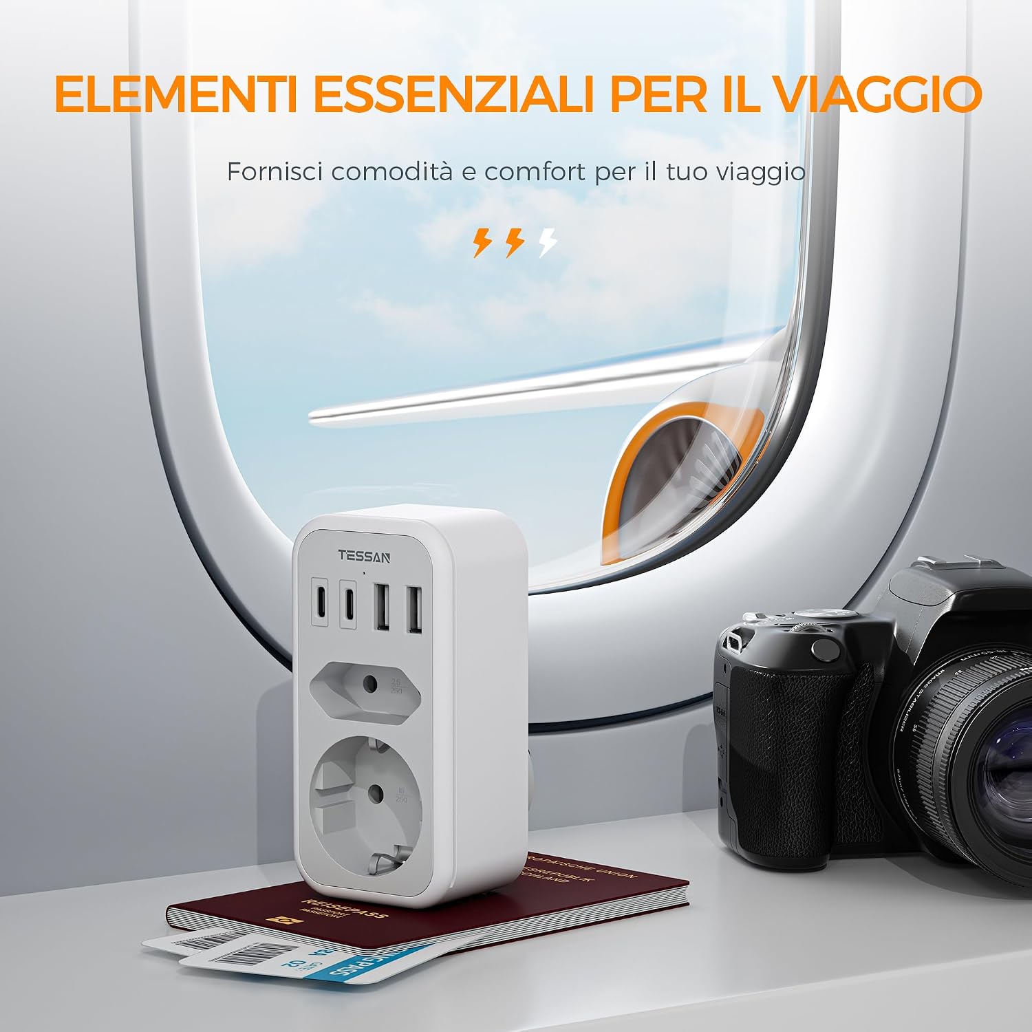 Thumbnail 6 de TESSAN Adattatore Presa USA 6 in 1 con 2 USB-C e 2 USB-A – Tipo B