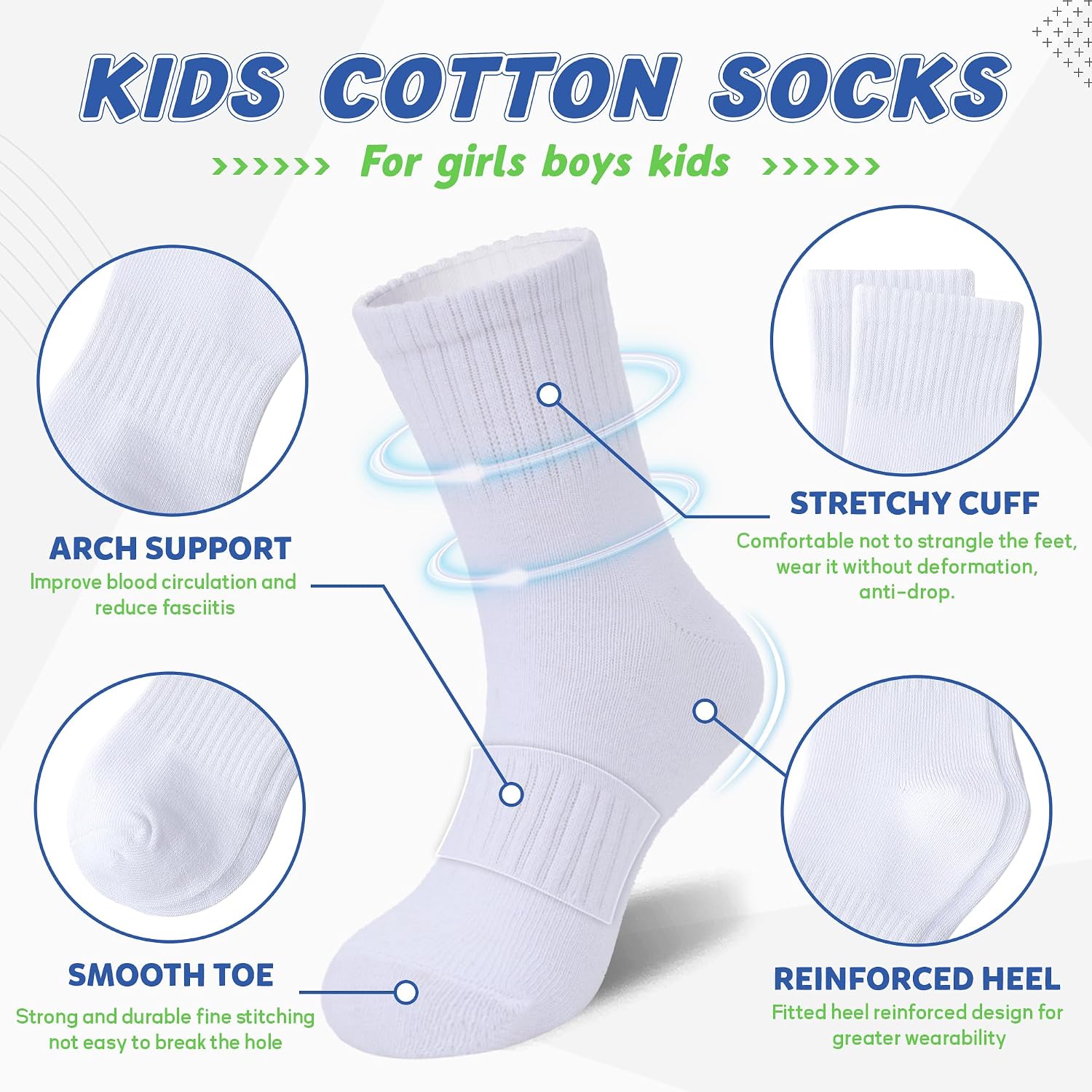 Thumbnail 4 de SEEYAN Kids Socks: Classic Black, White & Grey Crew Socks for Busy Kids
