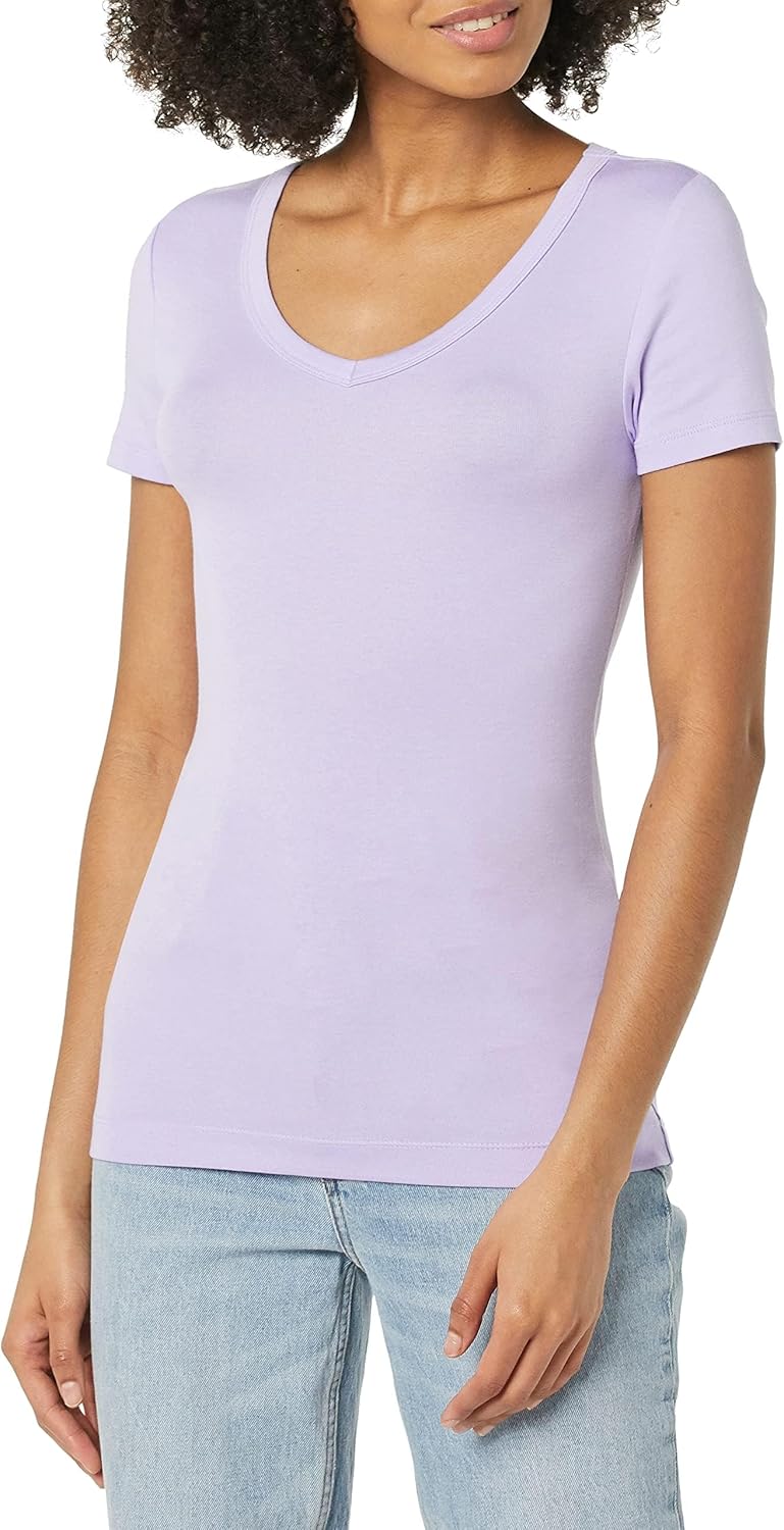 Detalle 2 de Amazon Essentials Women's Slim-Fit Short-Sleeve V-Neck T-Shirt