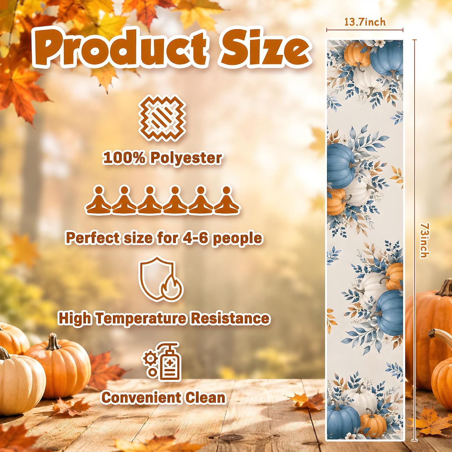 Thumbnail 2 de Fall Pumpkin Table Runner, Polyester