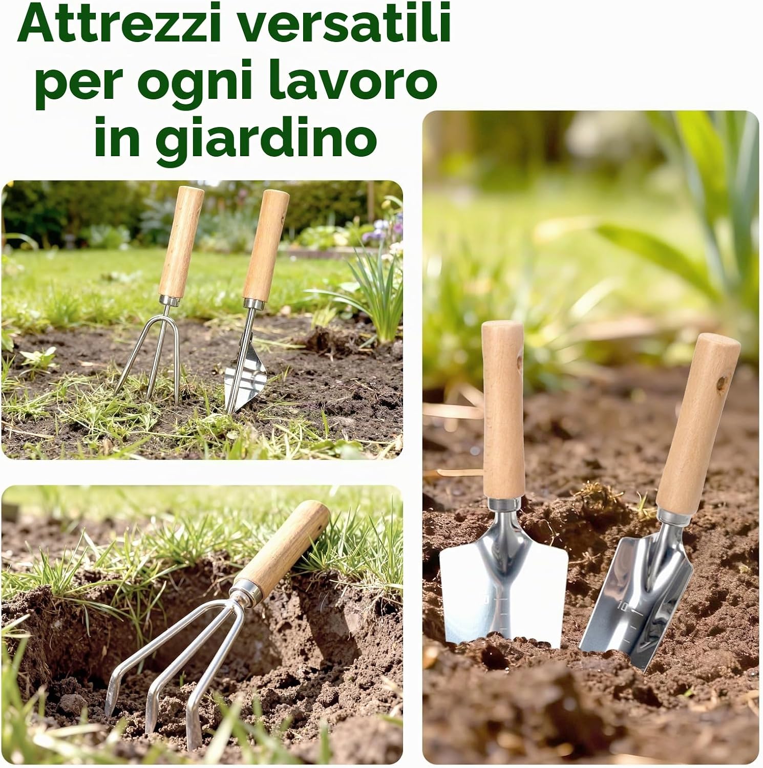 Thumbnail 4 de Bamworld Set da 9 Pezzi Attrezzi da Giardinaggio in Acciaio Inossidabile con Organizer – Kit Completo per Hobby e Preparazione aiuole