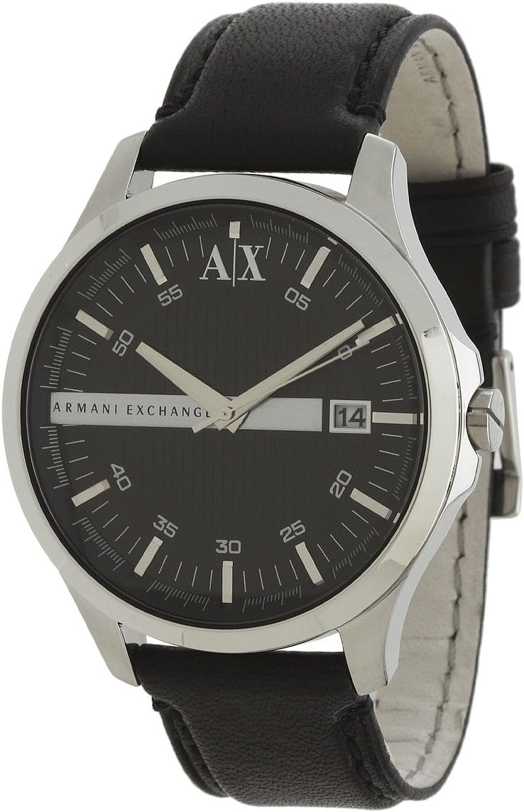 Detalle 2 de Armani Exchange Herrenuhr – 46 mm Gehäuse, blaues Zifferblatt, braunes Lederband
