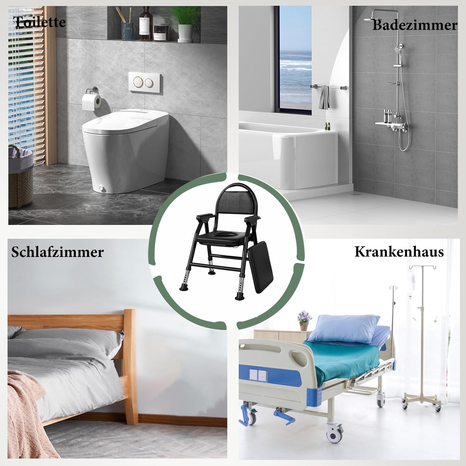 Thumbnail 5 de NJUN Toilettenstuhl Senioren höhenverstellbar 400 kg