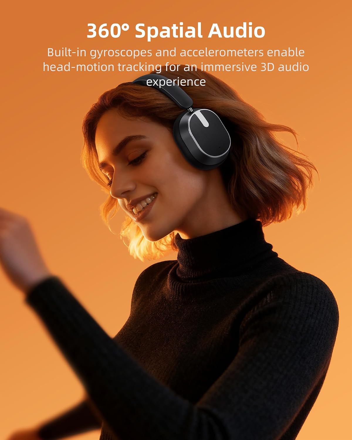 Detalle 1 de bmani H2 Over-Ear ANC Headphones, 120-Hour Battery, Bluetooth 6.0, Black