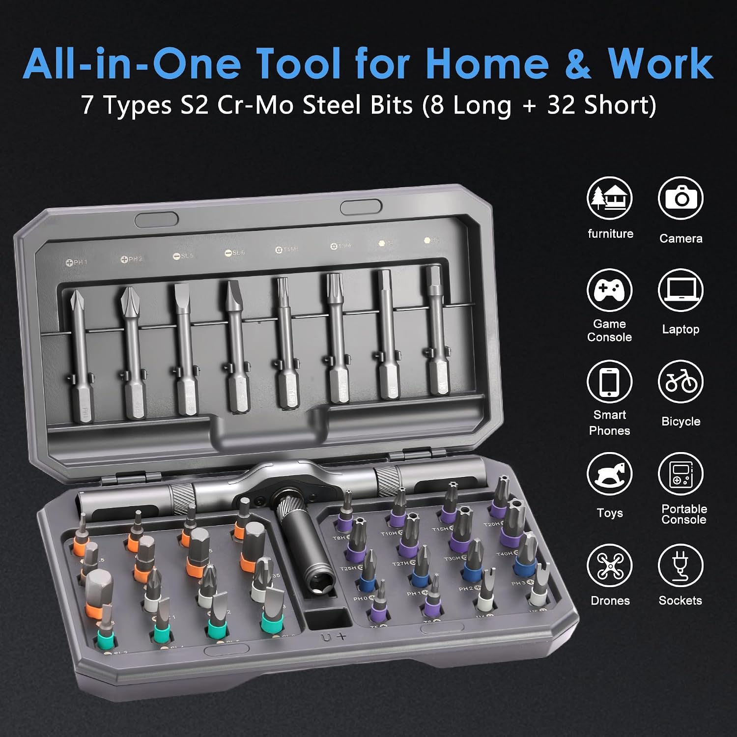 Detalle de Asnish Rs34-1mb 42-in-1 Magnetic Precision Screwdriver Set