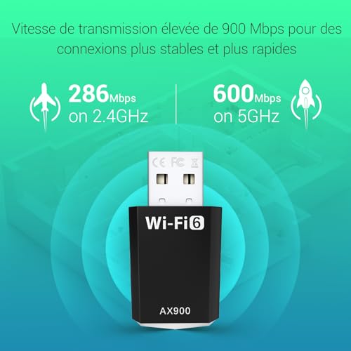 Detalle 2 de Clé WiFi 6 STAPERFO AX900 Mbps – Adaptateur USB double bande pour PC