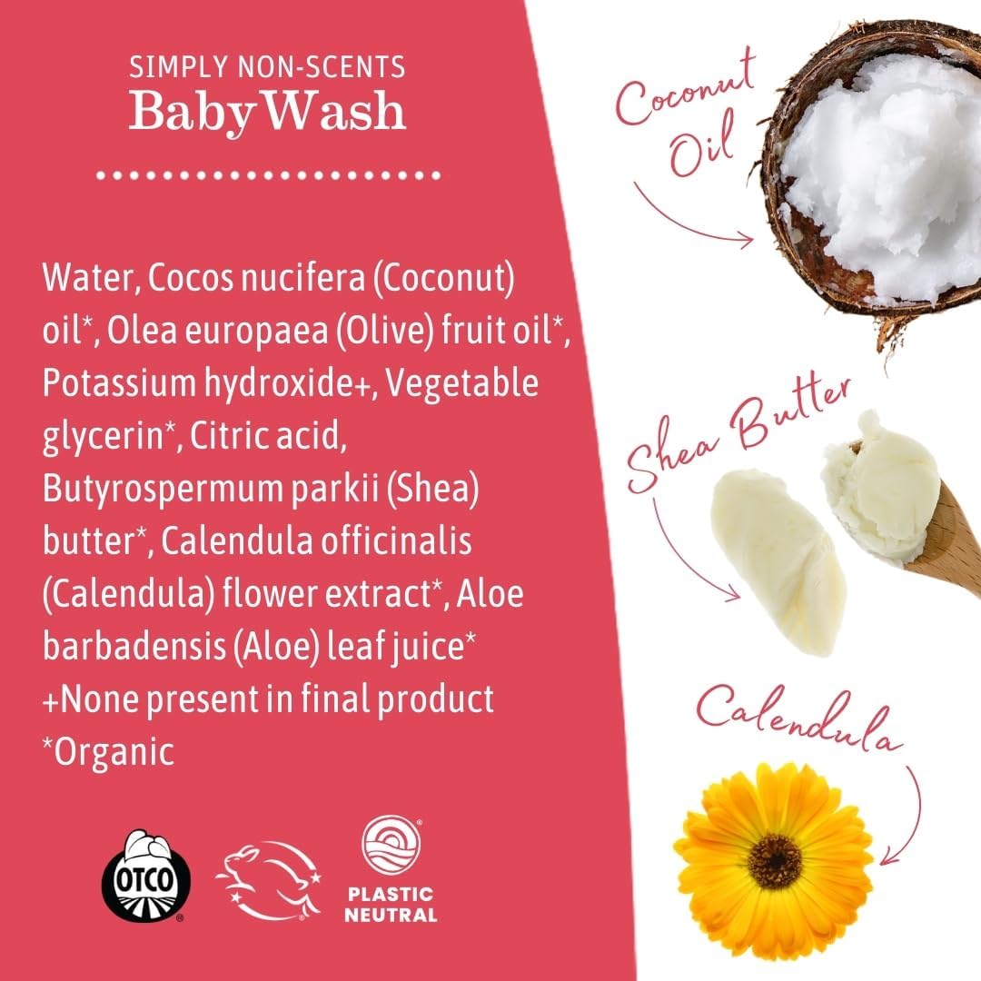 Detalle 1 de Earth Mama Simply Non-Scents 10-22L Baby Wash, Fragrance-Free, 34 fl oz