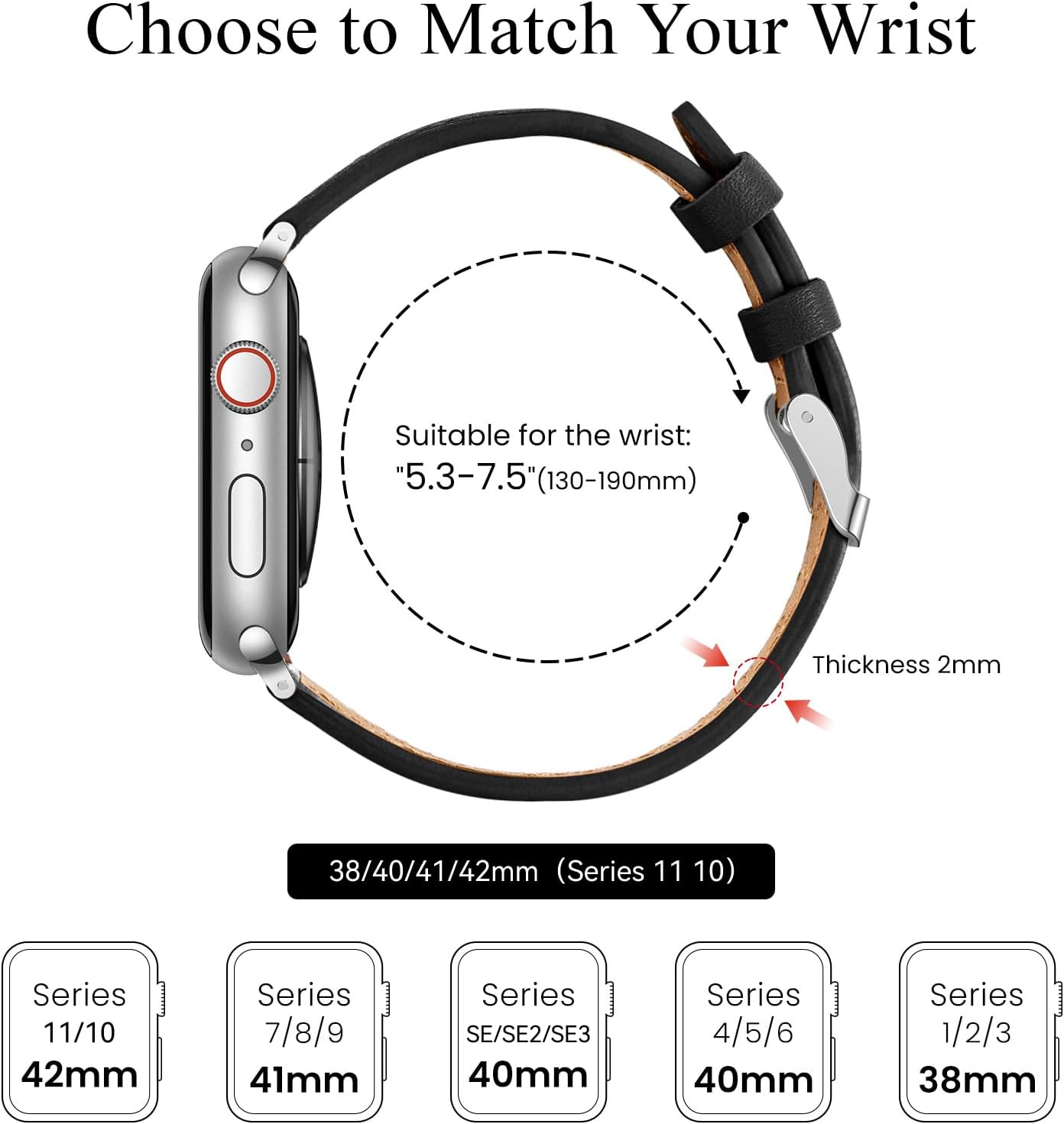Detalle 2 de SUNFWR leather Apple Watch strap 38 41mm