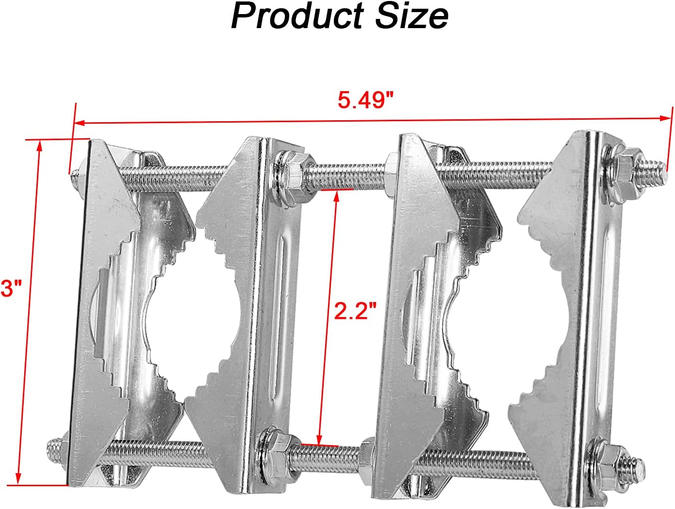 Thumbnail 4 de Wdwlbsm 2 Pack Double Antenna Mast Clamp V Jaw Block Kit with 5.5" Bolts & 3 Setup Options