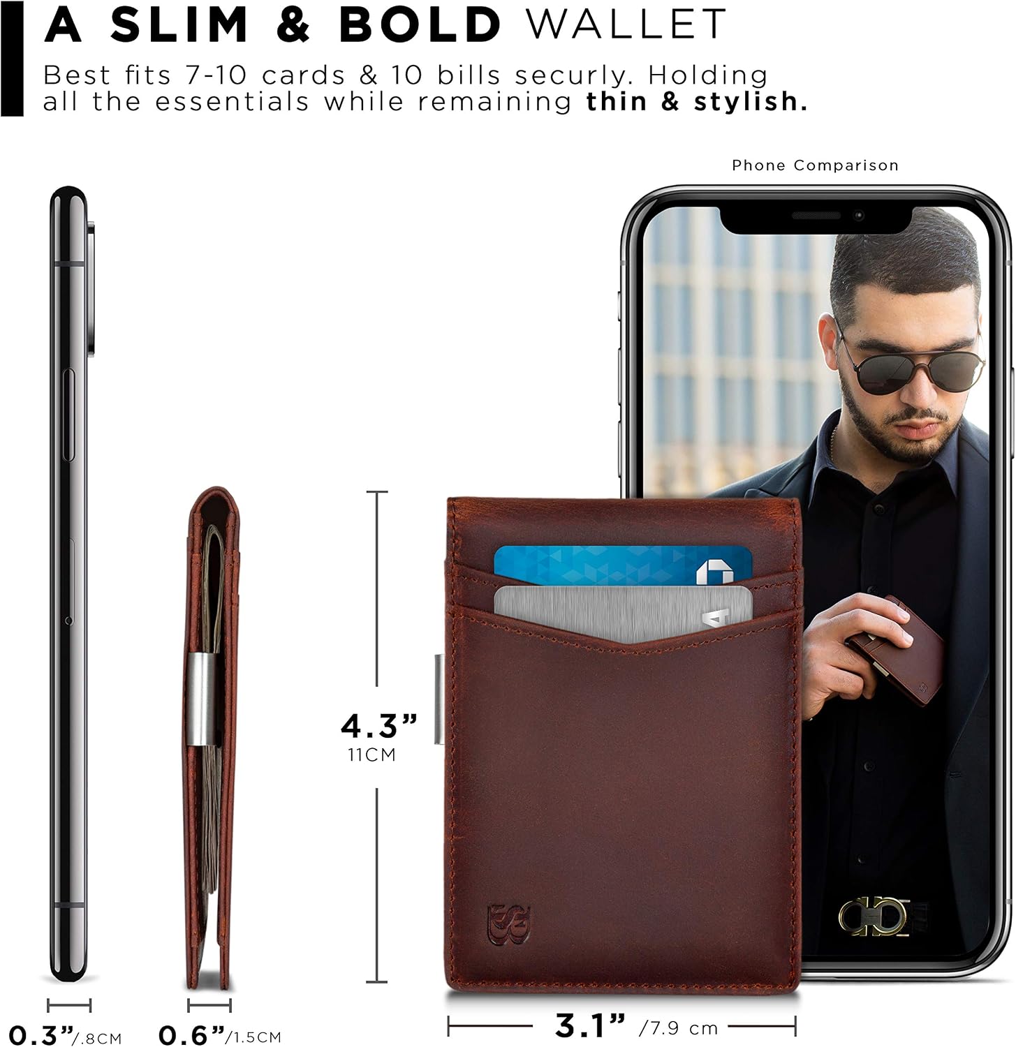 Detalle de SERMAN BRANDS Money Clip Wallet RFID Slim Wallet 💼