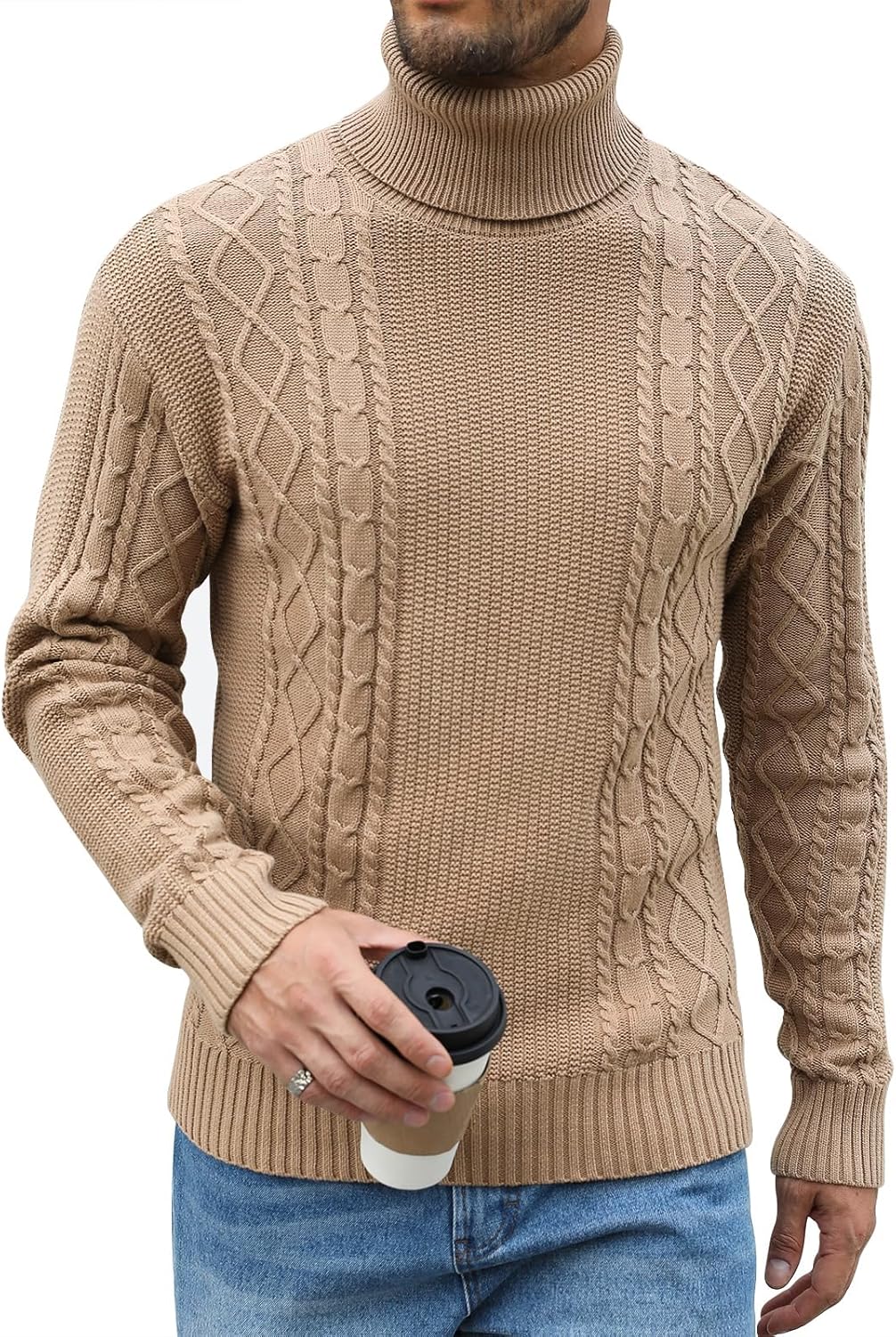 Thumbnail 6 de Zetieny Herren Rollkragenpullover – Slim Fit Feinstrick Langarm