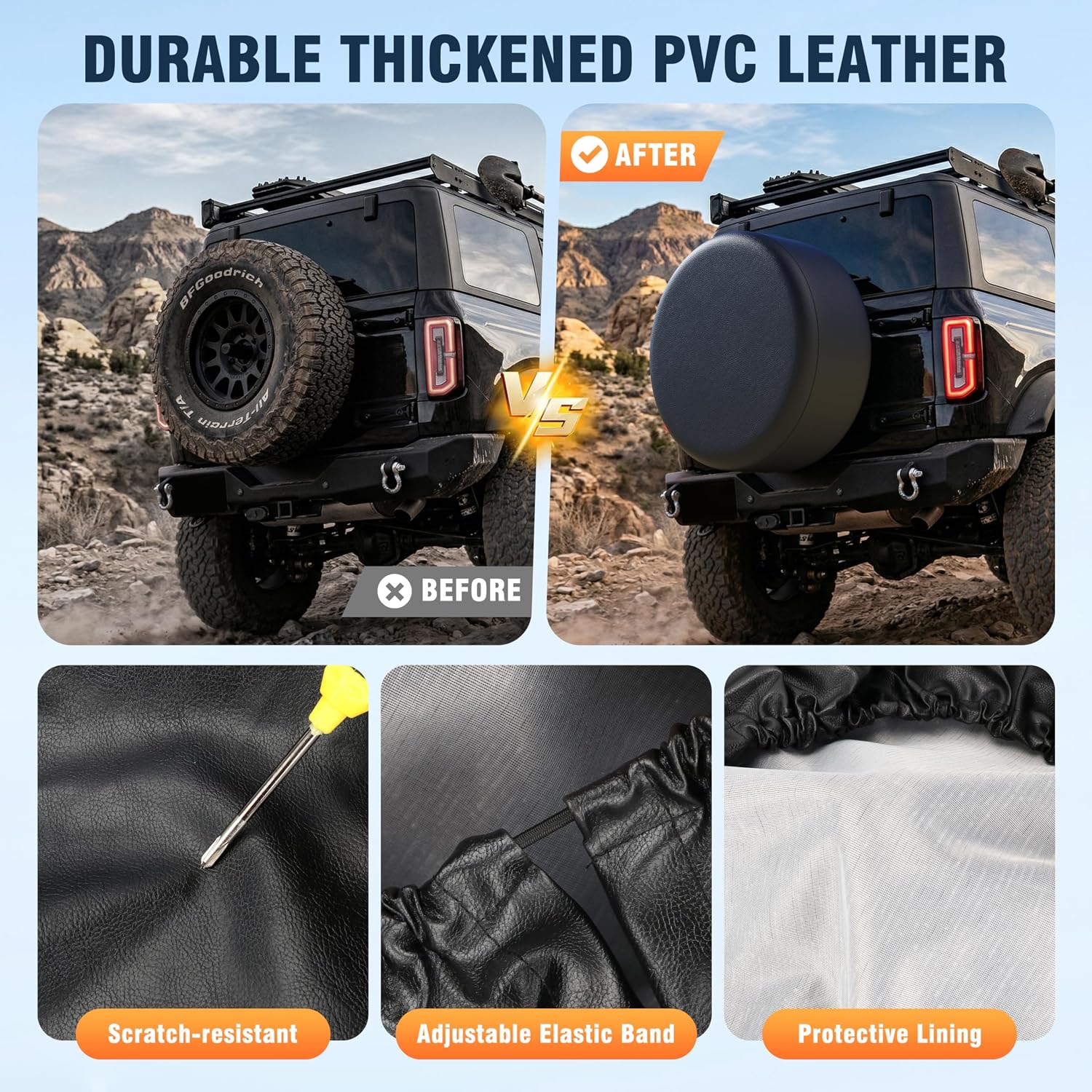 Thumbnail 4 de Moonet PVC Leather Spare Tire Cover 27–29"