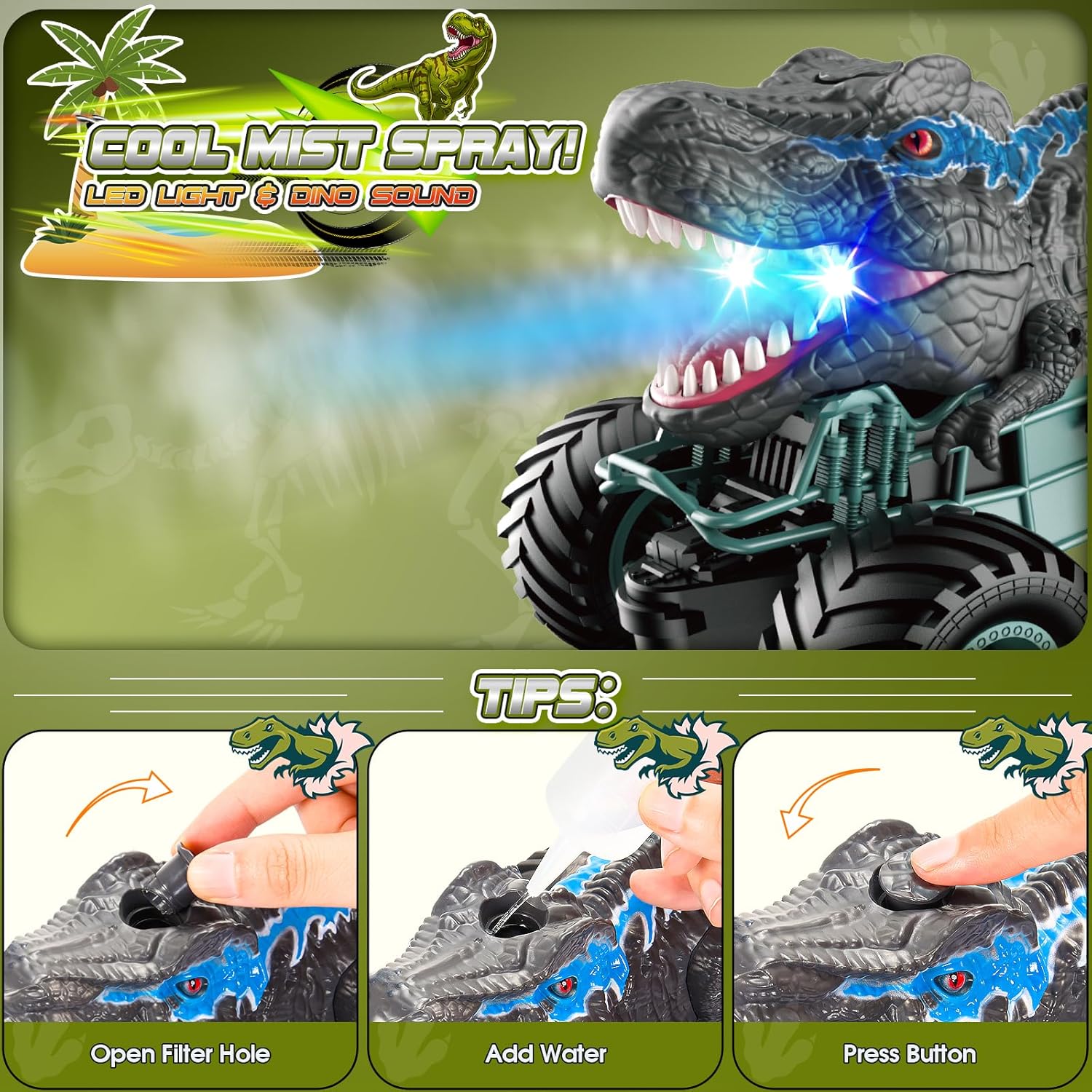 Detalle de HappyGoLucky 1:16 RC Dinosaur Truck 10 KM/H
