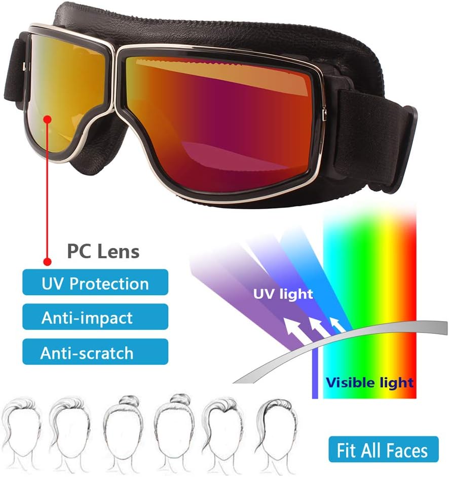 Detalle 2 de Ashilun Retro pilot goggles for moto riding