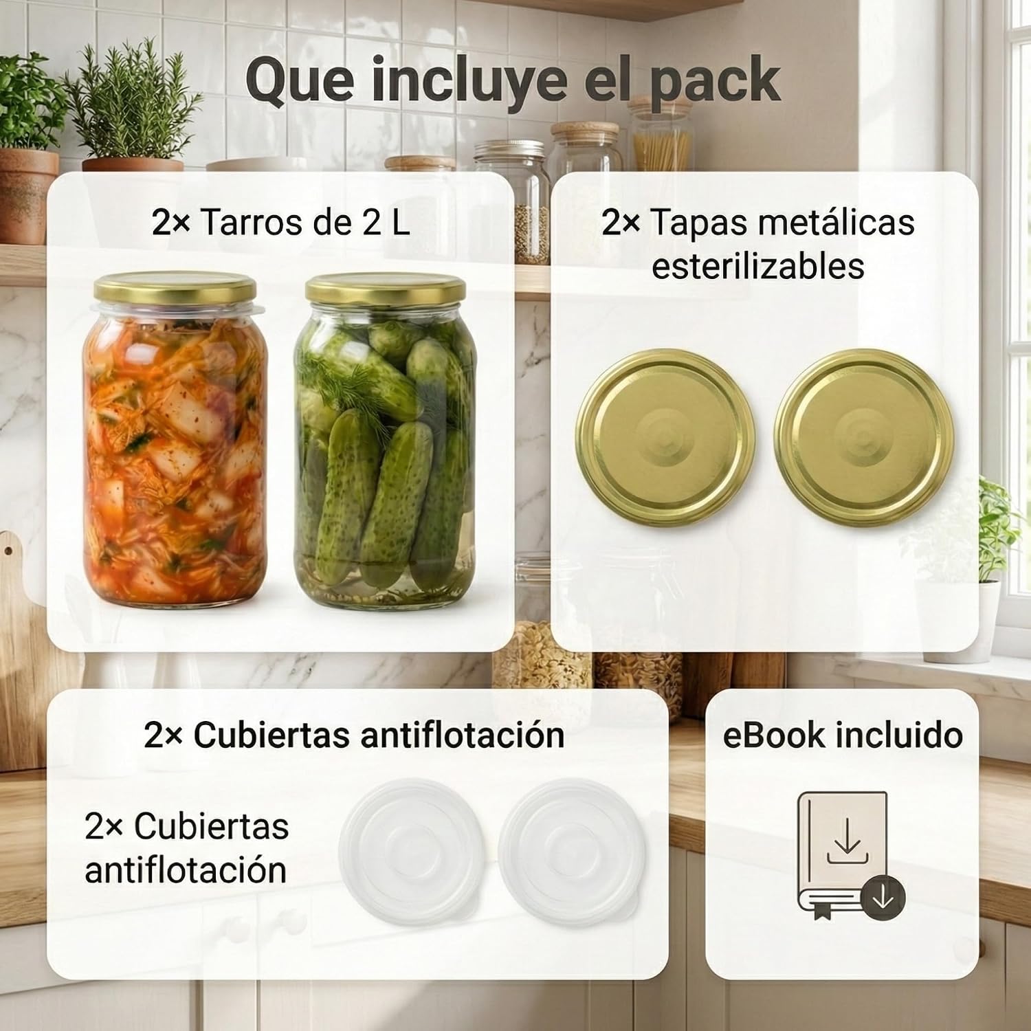 Detalle 2 de myFERMENTS Set tarros de cristal 2L