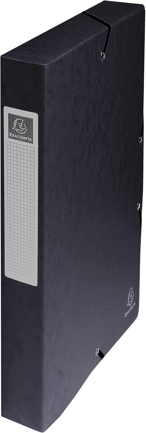 Detalle de Exacompta 50401E: 8 boîtes de classement Exabox noir avec élastiques, 25 x 33 cm