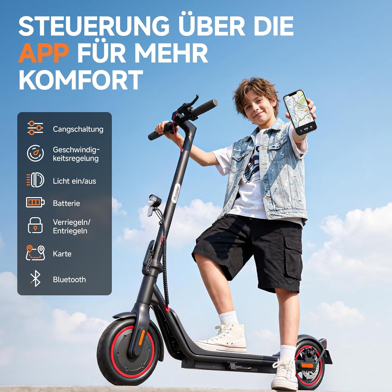 Thumbnail 5 de iScooter Kinder E-Scooter 500W – sicher, faltbar und straßenzugelassen für 10–16 Jahre