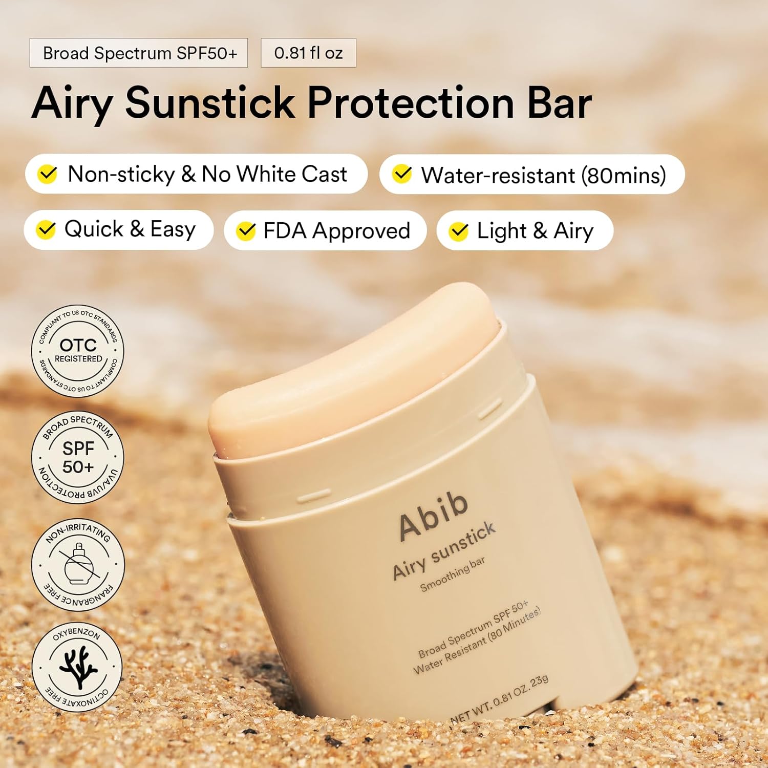 Detalle 2 de Abib Airy Sunstick Broad Spectrum SPF50+ sunscreen stick