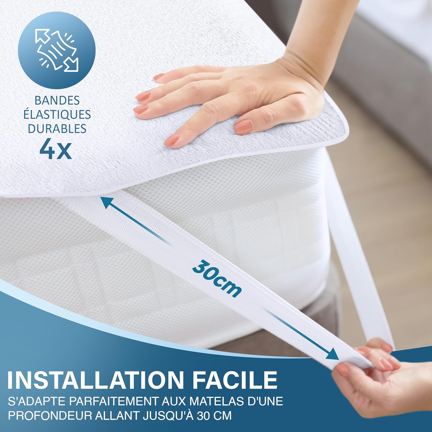 Thumbnail 3 de Protège-matelas Utopia Bedding imperméable 120 x 200 cm avec 4 coins élastiques