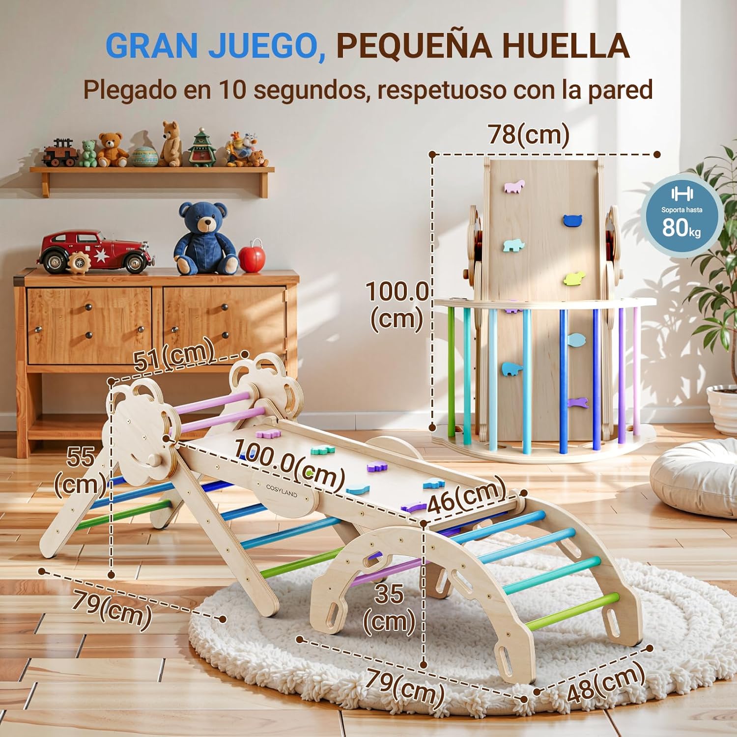 Thumbnail 5 de COSYLAND 8 en 1 Triángulo de Escalada Montessori