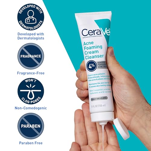 Detalle de CeraVe Foaming Acne Cream Cleanser with 4% Benzoyl Peroxide (5oz)