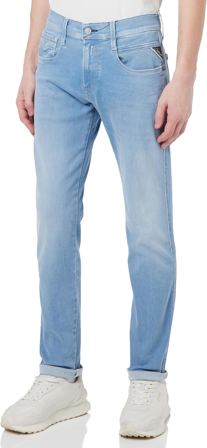Detalle de Replay Anbass Slim-Fit Jeans mit Comfort Stretch – Medium Blue 009 (29W/30L)