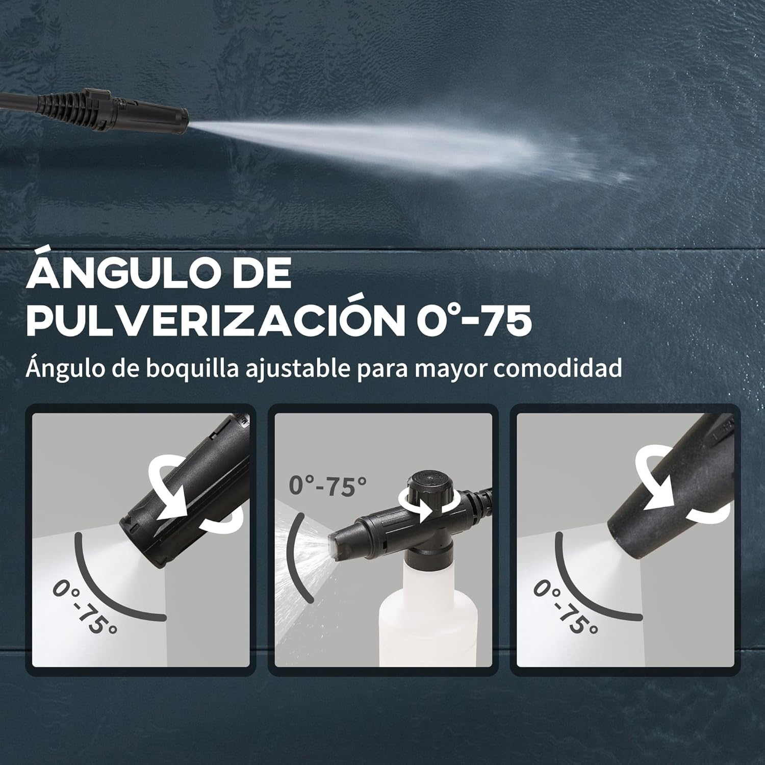 Detalle 2 de DURHAND Hidrolimpiadora 1600W 💦 135 Bar, Incluye Cepillo y Jabón
