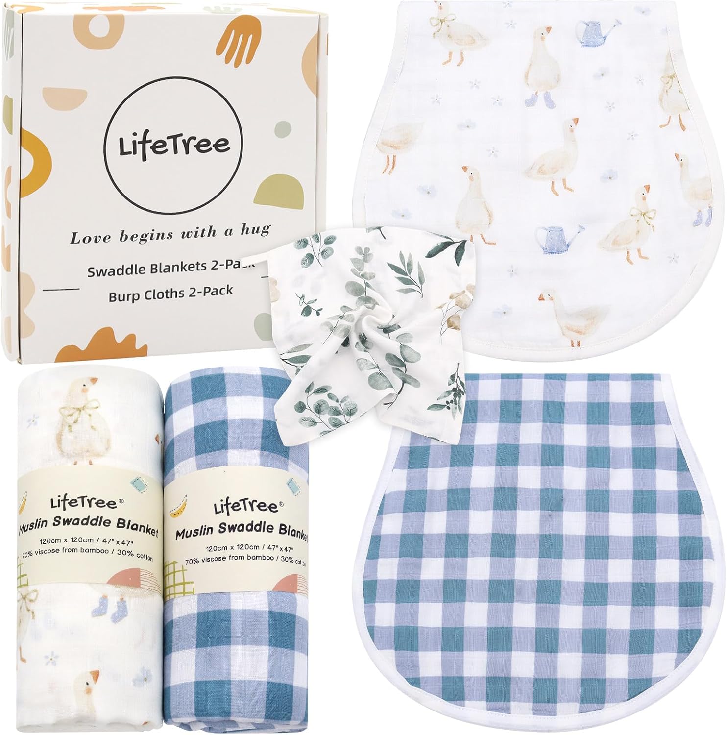 Detalle de LifeTree Muslin Swaddle Blankets 47" x 47