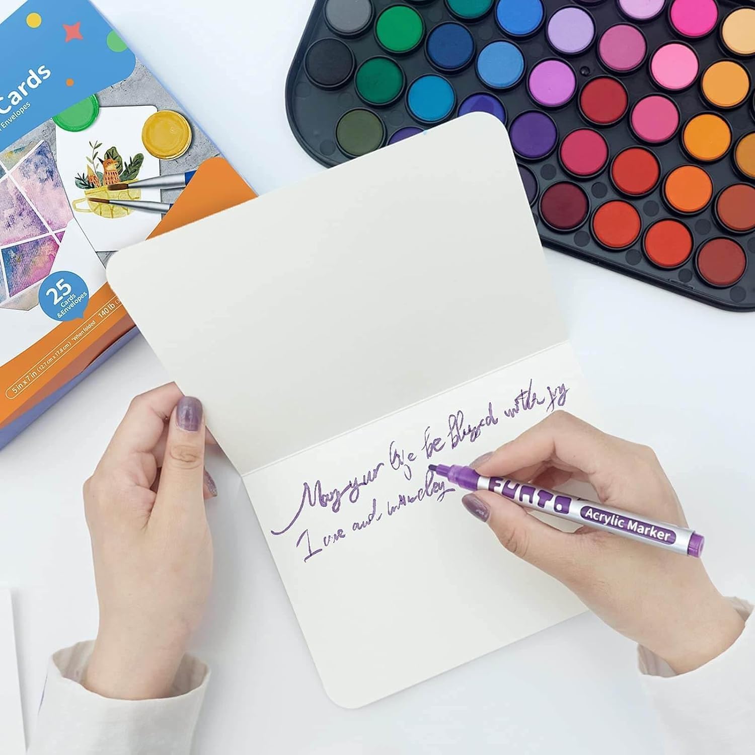 Thumbnail 1 de Funto Blank Watercolor Cards and Envelopes (50 Cards, 5x7 in) — Acid-Free 140 lb Paper