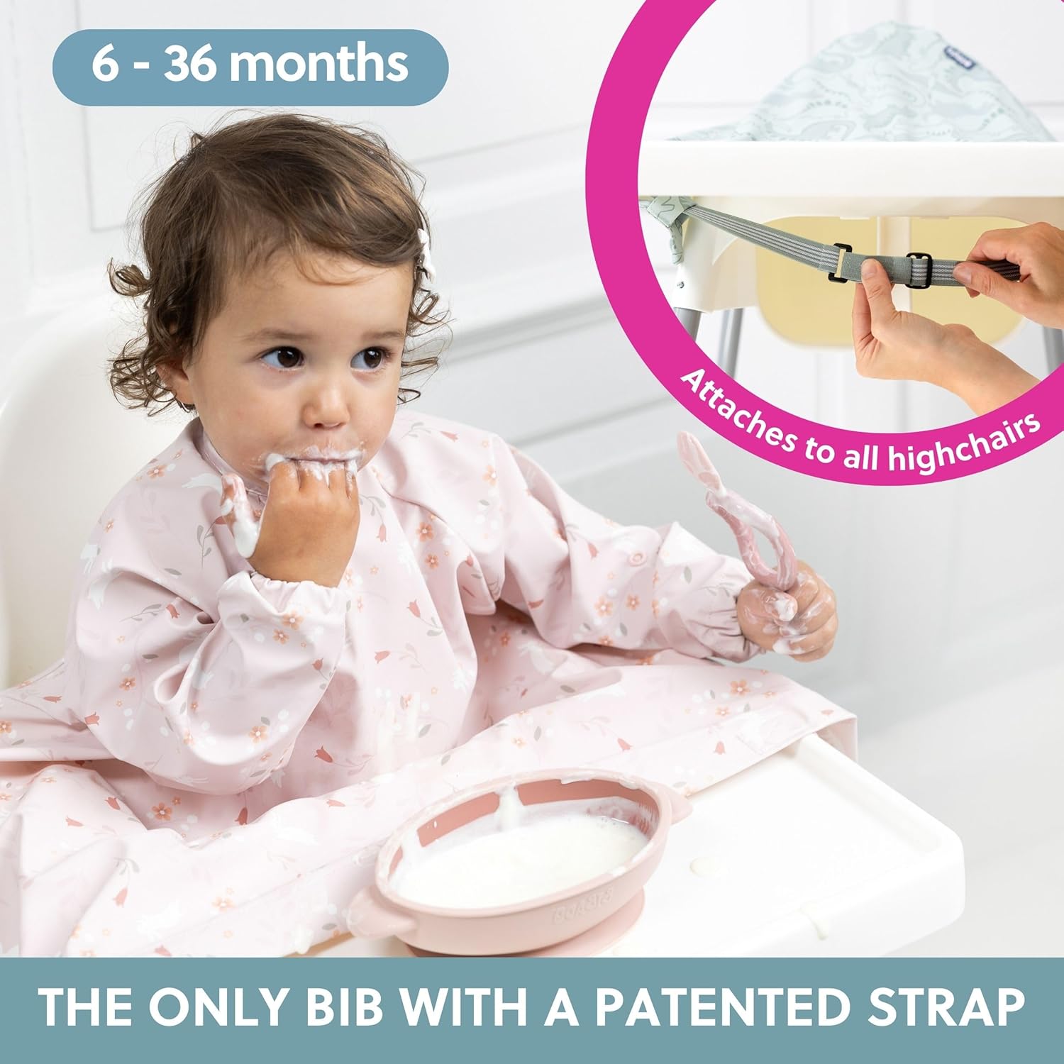 Detalle de BIBaDO Long Sleeve Baby Bibs – Coverall Weaning Bib for 6–36 Months
