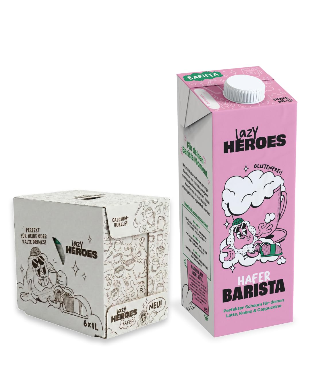 Detalle de Lazy Heroes Hafer Barista Drink – veganer Hafer-Pflanzendrink zum Aufschäumen für Cappuccino & Iced Coffee