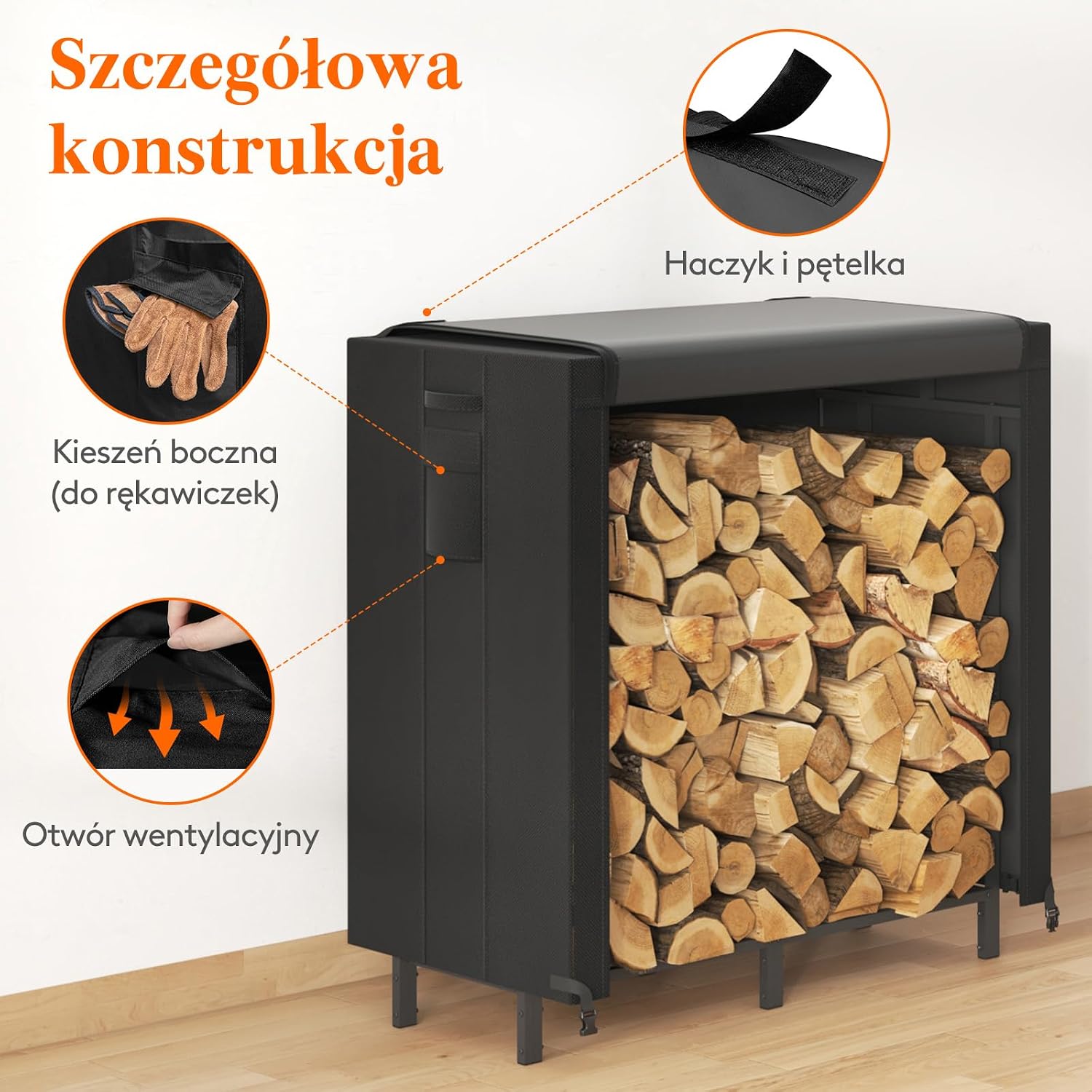 Detalle 2 de Lifewit 24222 – stojak na drewno opałowe z wodoodpornym pokrowcem