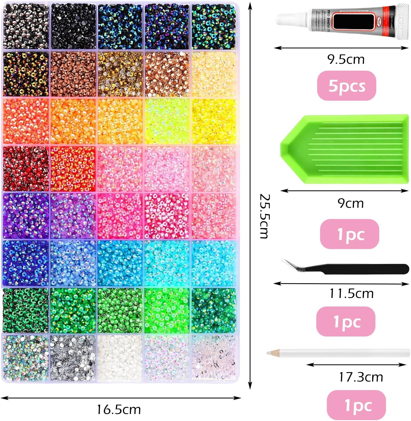 Detalle 2 de NXPUXP 40 Colours Bedazzling Kit Resin Rhinestones 36000pcs