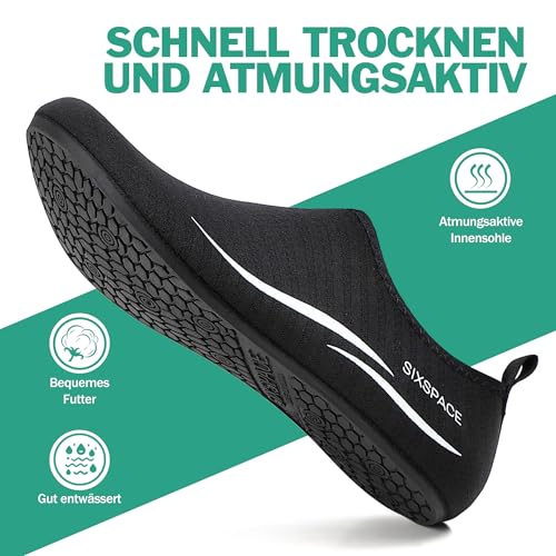 Detalle de Sixspace Badeschuhe Damen/Herren Schwarz 42 EU – Wasserschuhe aus Neopren und Polyester