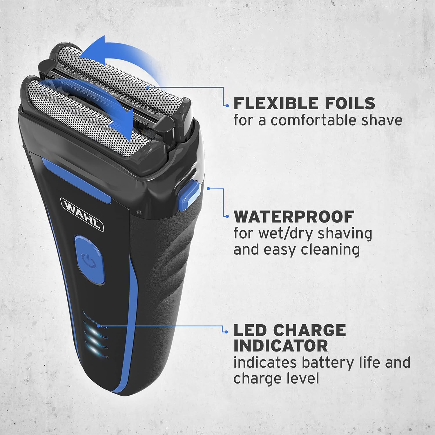 Detalle 2 de Wahl Clean and Close Men’s Shaver: Flexible Foils, Wet & Dry, 90-Min Cordless