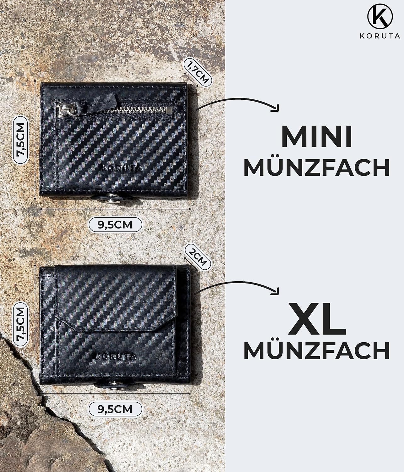 Thumbnail 4 de KORUTA Airtag Wallet 9,5 cm Carbon Schwarz