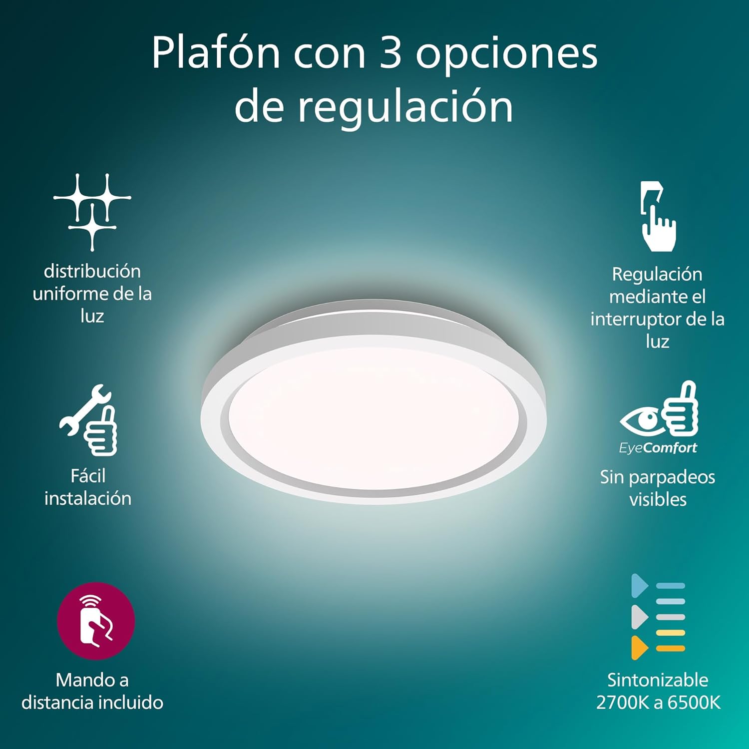 Thumbnail 1 de Philips LED Plafonnier 30 cm, Télécommandé, Design Moderne