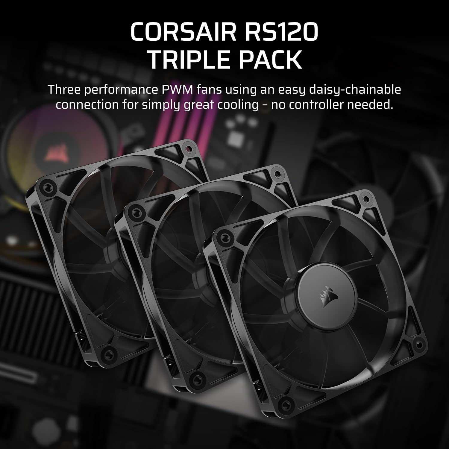 Detalle 2 de CORSAIR RS120 120mm PWM Fans triple pack