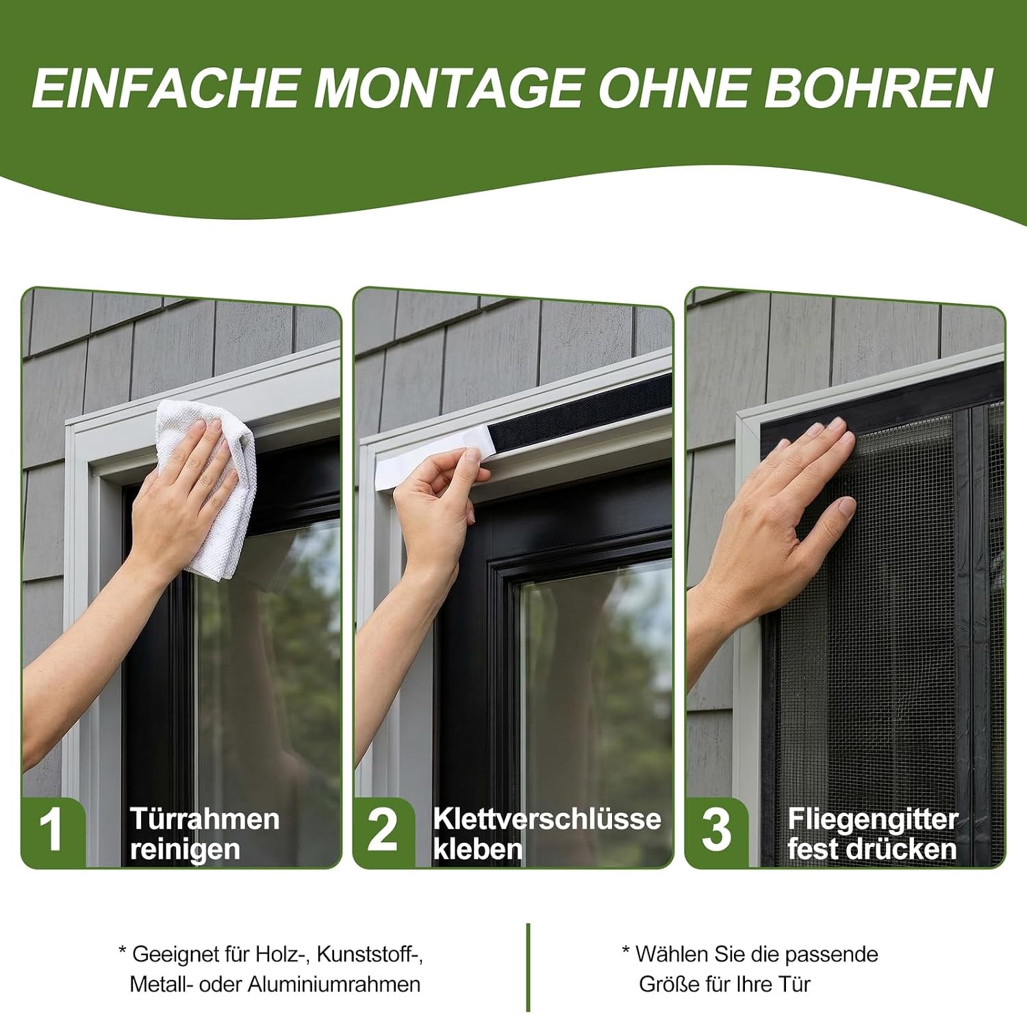 Detalle 2 de MYCARBON Fiberglas Fliegengitter Balkontür gegen Katzenkratzer – 90x220 cm, 3,8 cm Klettband, Schwarz