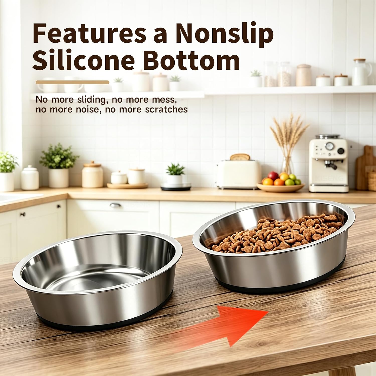 Thumbnail 2 de KISENG KISENG-BB-P-15 Stainless Steel Dog Bowls, 3.8-Cup, 2-Pack