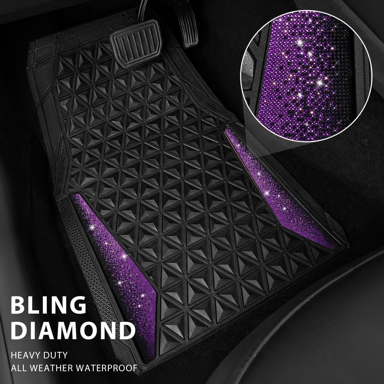 Detalle 2 de CAR PASS Bling Rubber Car Mats 25.8"